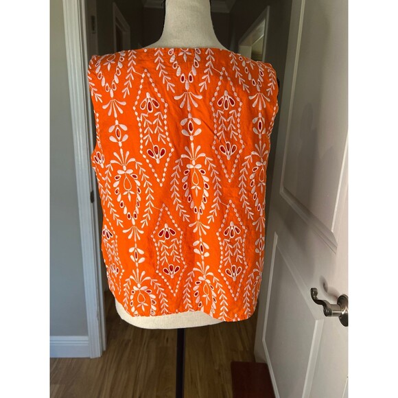 Ann Taylor Orange embroidered tank blouse small NWOT - Picture 5 of 6